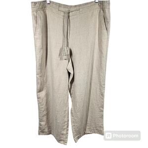 Talbots 100% Linen Cropped Wide Leg Flare Pants Size 16 *Read*